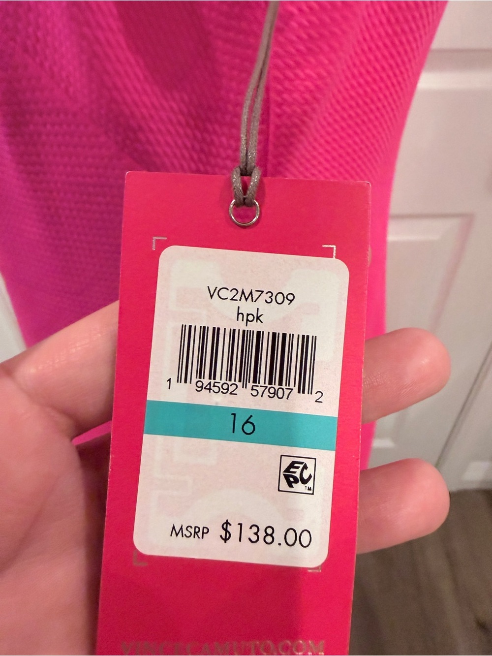 BNWT Vince Camuto Hot Pink Dress with White Trim - Picture 6 of 14